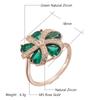 Full Shiny Green Natural Zircon Rings For Women Trend  Rose Gold Color Bride Wedding Fine Jewelry Crystal Gift