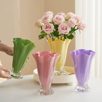 Vaso Creativo a Forma di Petalo Colore Macaron Delicato ed Elegante Vaso per Fiori coltivati in Acqua, Ornamento Decorativo Artistico Floreale per Scrivania