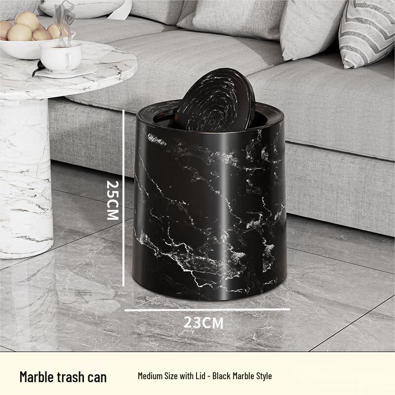 OIMG Retro Wood Grain Large Capacity Swing Lid Trash Can