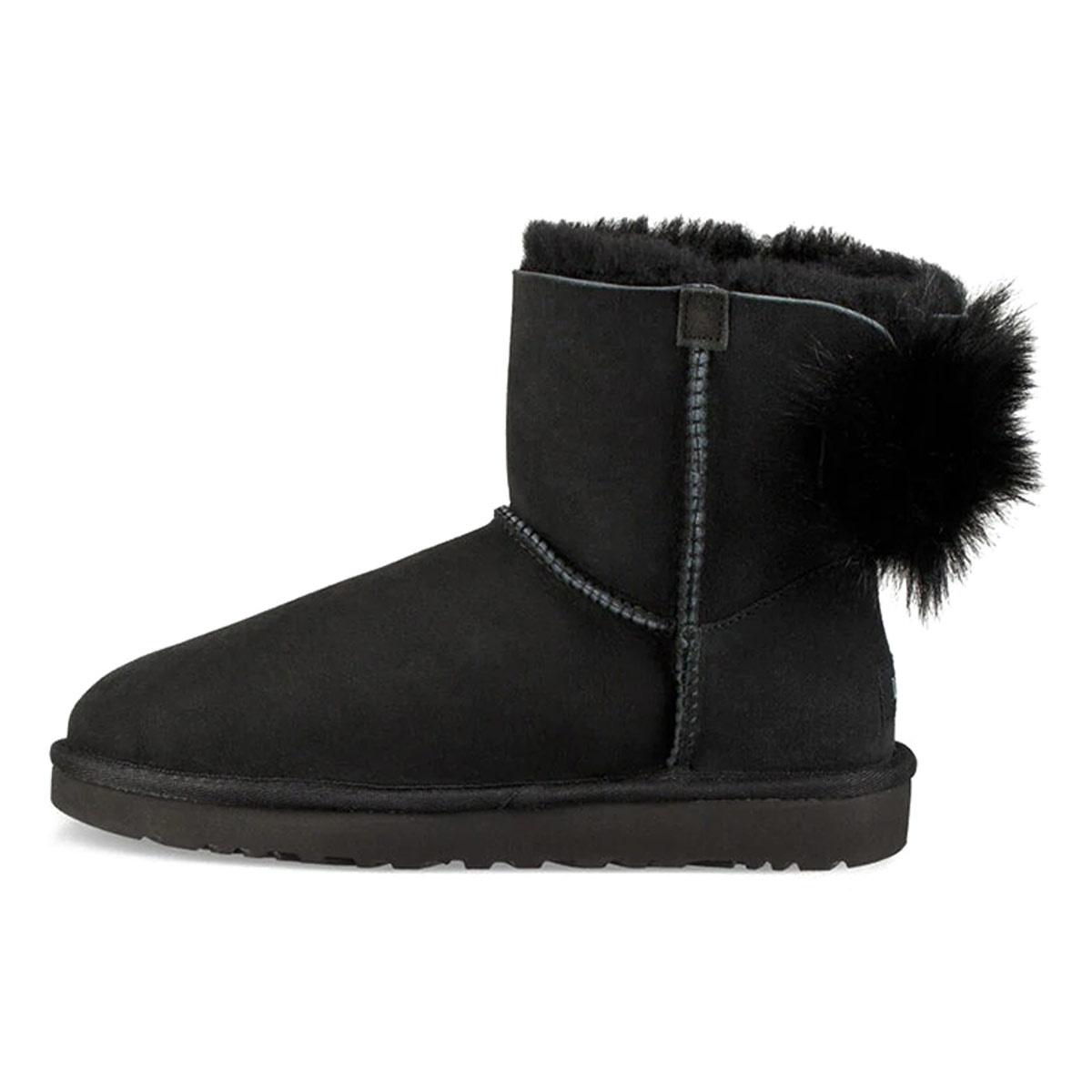 (WMNS) UGG Fluff Bow Mini Fleece Lined Black Women s 1094967-BLK EU 37