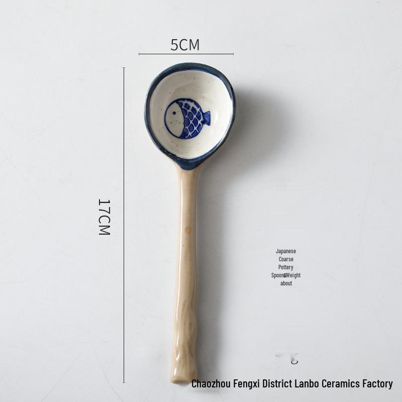 Hand-painted Ceramic Spoon: Cute Long Handle for Dessert, Coffee, Soup, and Kids.
