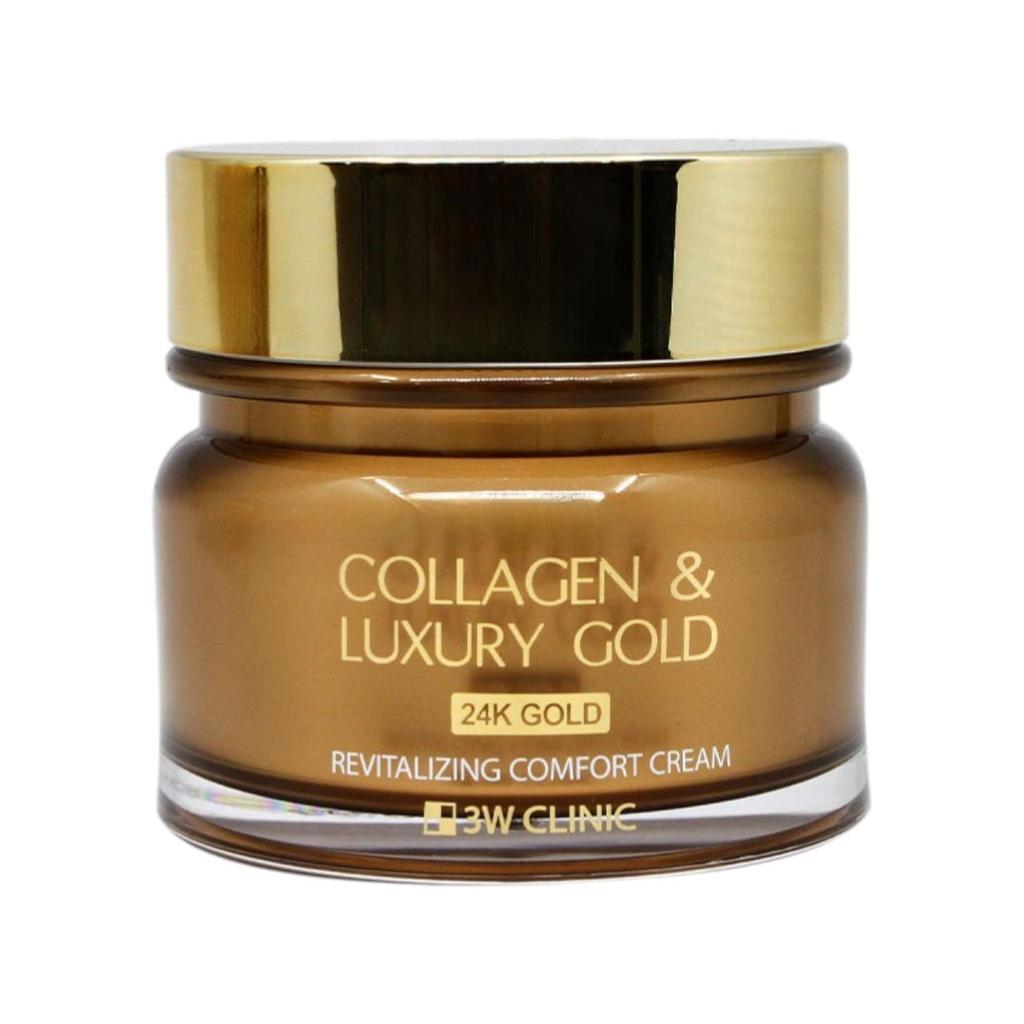 3W Clinic Collagen Luxury Gold Cream - Revitalizing Anti-Aging Moisturizer with Pure Gold & Hydrolyzed Collagen, 100g