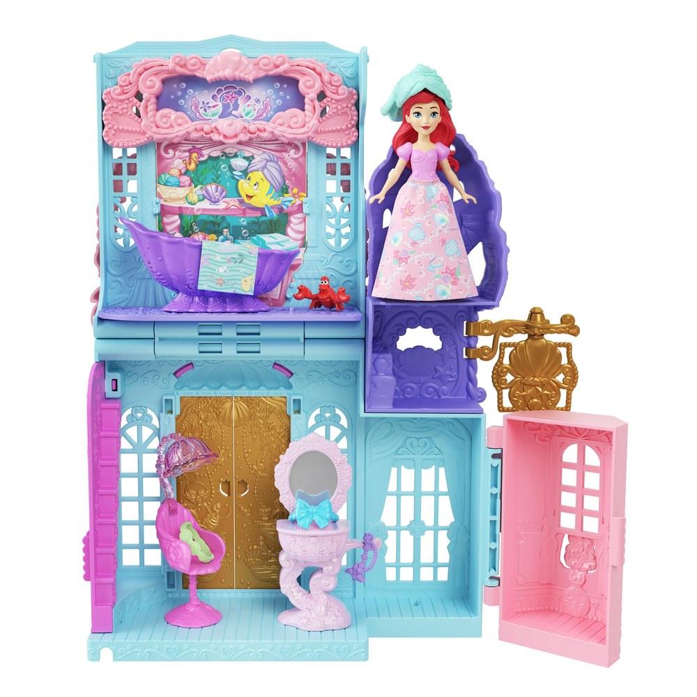 Mattel Disney Princess Ariel's Relaxation Spa Playset Stackable Castle Series Mini Doll JLT64 Blue For Ages 3 and Up