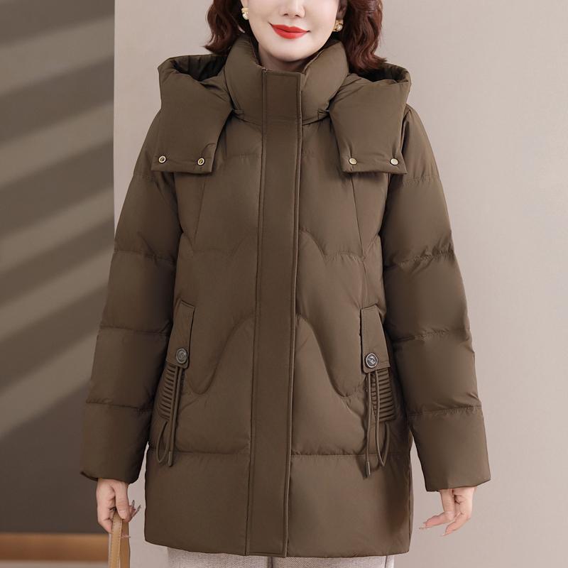 

Бренд Роскошные Пуховики С Капюшоном Большого Размера Для Женщин Среднего Возраста Зимние Пуховые Пальто Толстые Теплые Женские Куртки 6XL коричневый