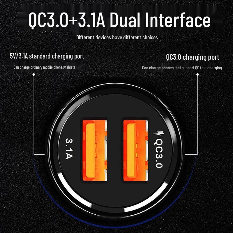 Dual-Port QC3.0 USB Car Charger 12V Fast Charge