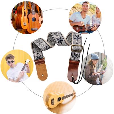 Ukulele Boho Shoulder Strap Embroidery Pattern Boho Pattern Instrument Strap Adjustable Ethnic Style for Guitarists Men Women