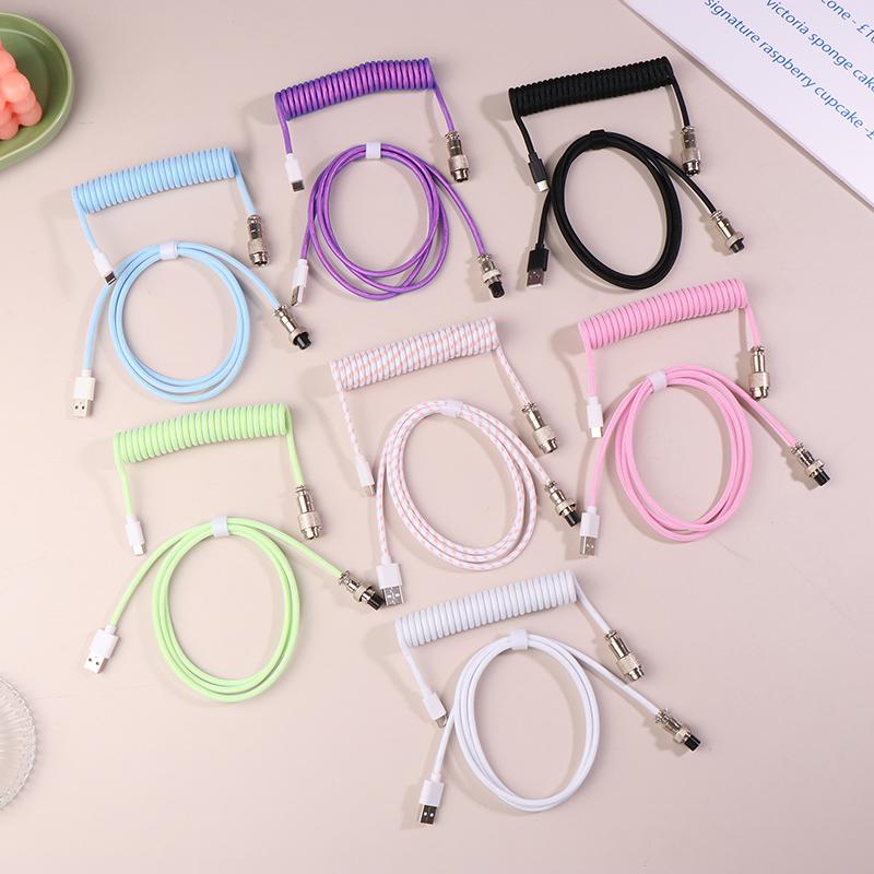 Mechanical Keyboard Coiled Cable Wire Type C USB Port Wire Mechanical Keyboard Aviator Desktop Computer Aviation Connector