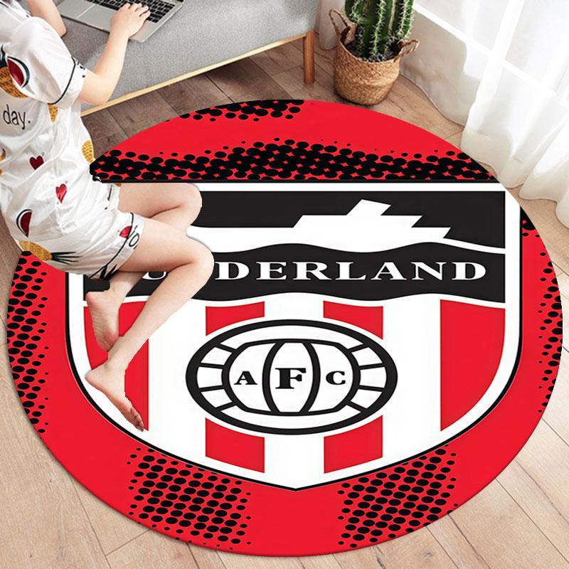 Sunderland Association Football Club Round Area Rug,Carpet Rug for Living Room Bedroom Sofa Playroom Decor,Non-slip Floor Mat