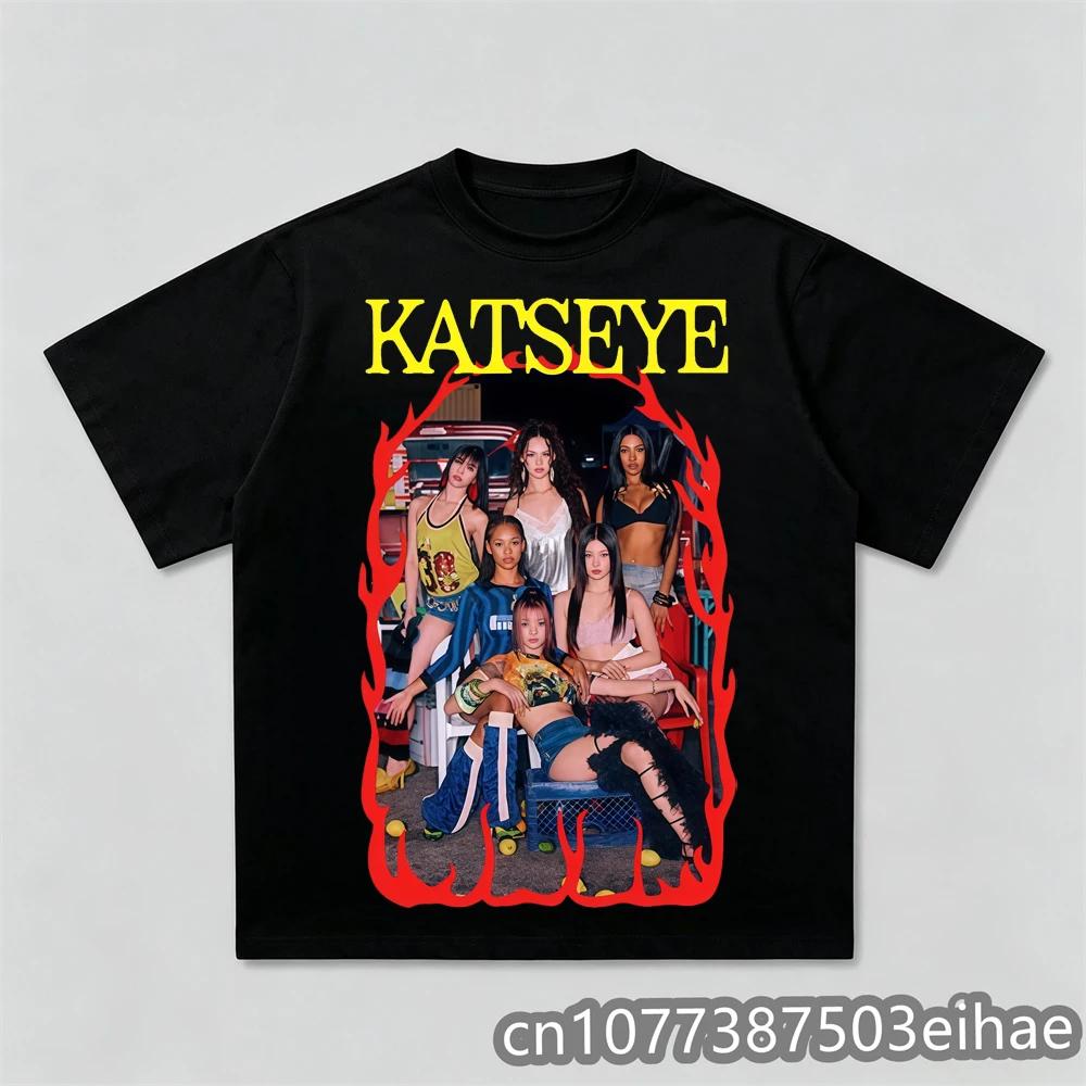 Unisex Y2K Vintage Katseye Kpop The Beautiful Chaos Tour TShirt Cotton Graphics Short Sleeve Streetwear Fashion
