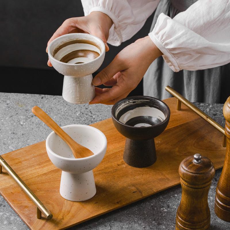 High Feet Ceramic Bowl Dessert Bowl Ice Cream Cup Dinner Plate Serving Plates Fruit Plate Salad Bowls Soup Bowl Snack Tray Dish
