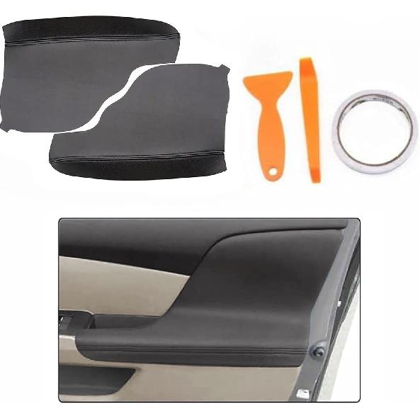FZJDSD 2Pcs Black Auto Door Panel Armrest Cover Replacement Compatible With Honda Odyssey 2011 2012 2013 2014 2015 2016 2017 Microfiber Leather Car