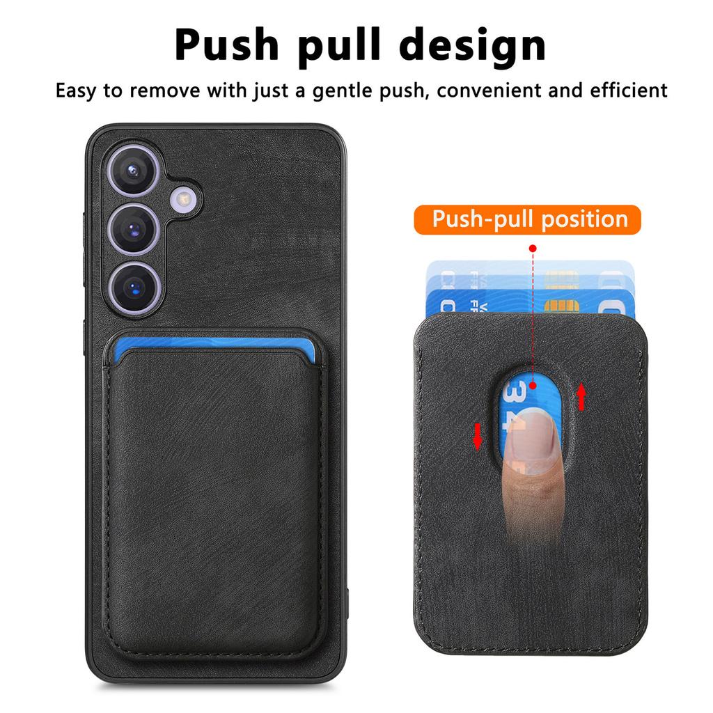 For Samsung Galaxy S24+ Case Compatible with MagSafe Leather Back Cover with Detachable Card Holder