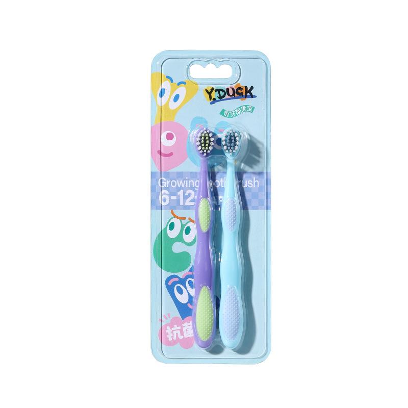 2 Pack Children's Toothbrushes Staged Teeth Protection Antibacterial Soft Bristle for Infants 0-3-6-9 Years Old