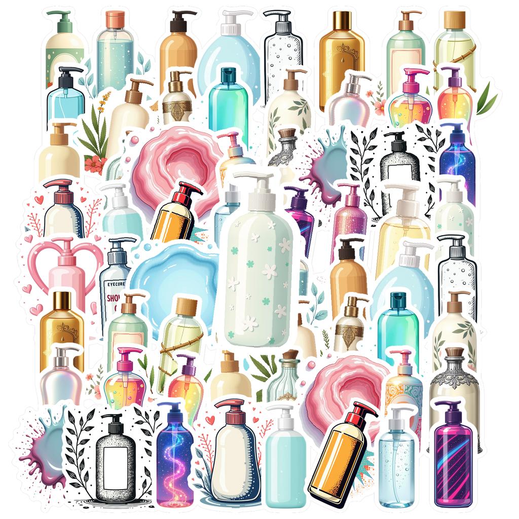 35pcs Personal Care Bottle Stickers Cartoon Bathroom Bottles Decals Laptop Phone Guitar Bike Skateboard Stationery Stickers