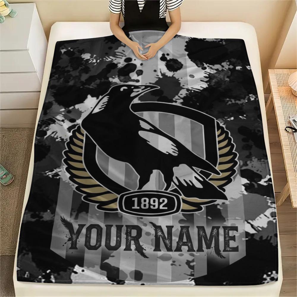 1PC Collingwood Raven Crest Custom Name Patterned Flannel Blanket Suitable For All Seasons For Home Decor Warmth And Comfort Gifts Holiday Present