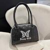 Schmetterling Maillard Retro Handheld Umhängetasche Damen Trendige Koreanische Unterarm-Schultertasche Vielseitige Umhängetasche mit Großem Fassungsvermögen