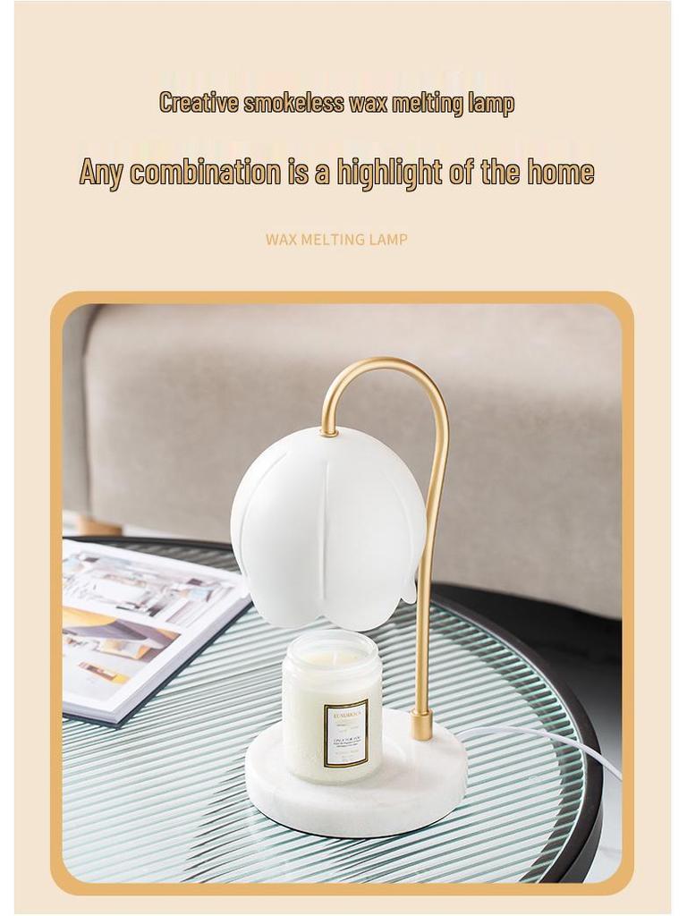 Beast Valley Lily Aroma Candle Lamp - Smokeless Wax Melting Marble Lamp for Romantic Bedroom Ambiance
