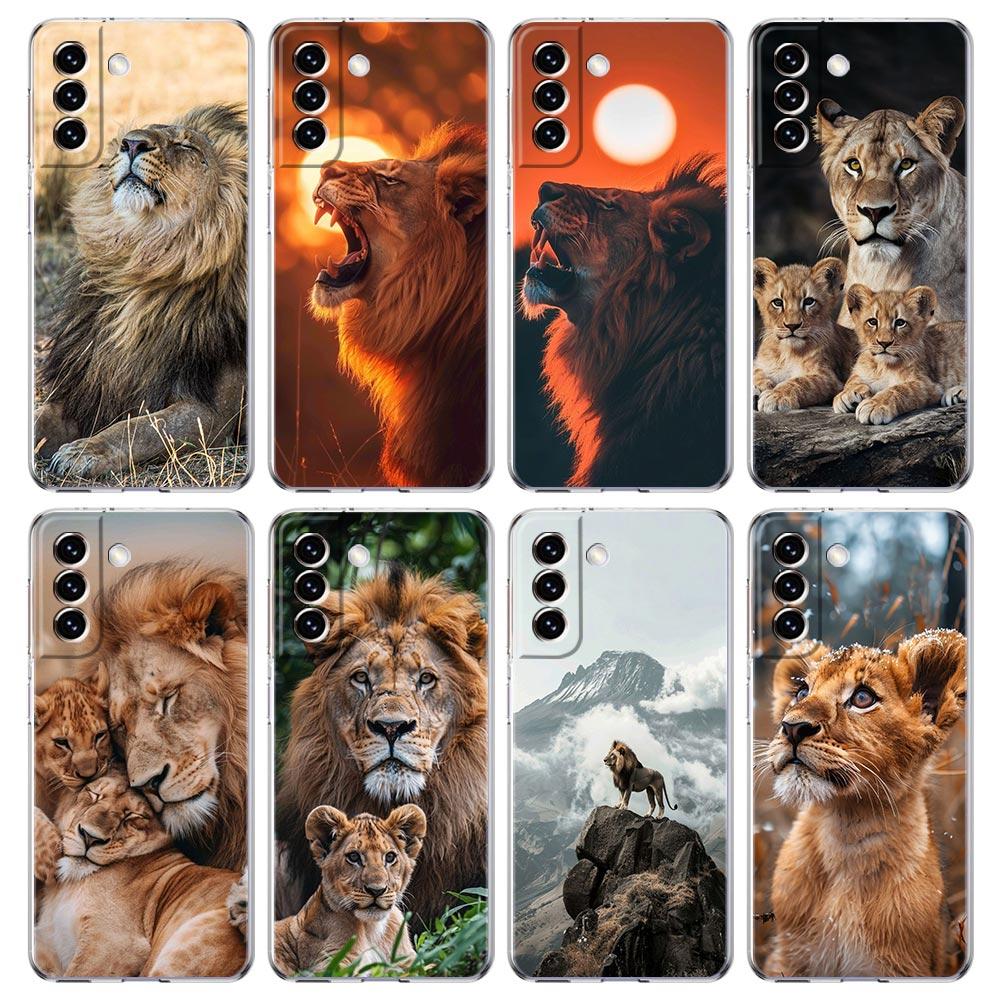 Phone Case For Samsung Galaxy S25 S24 S23 FE S22 Ultra S20 S21 5G S10 S9 Plus S10E S8 Soft Clear Cover Lion Alpha Male Cub