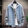 Autumn Winter Korean O-Neck Men's Sweaters with Thick and Velvet Men's Cardigan Knitted Sweatercoats Solid Jacket Men