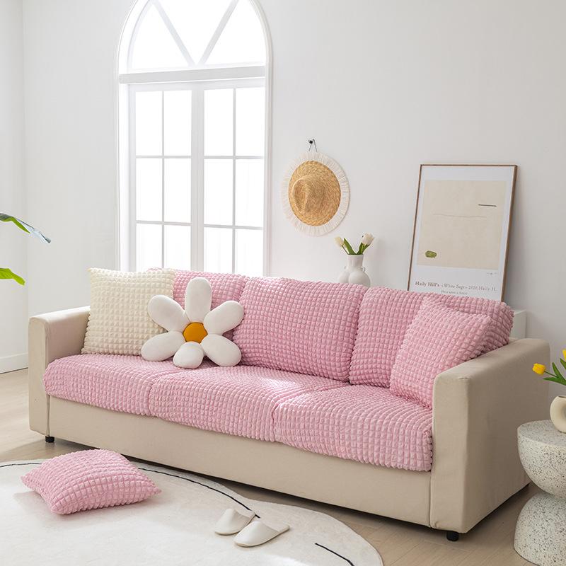 

Чехол для дивана из однотонной ткани Seersucker, полное покрытие, чехол для седла, нескользящий, пылезащитный, современный, простой и легкий, роскошный, для ветра, на все времена года, универсальный S