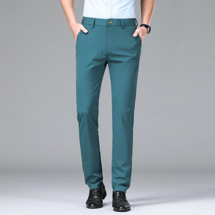 Trousers Men's Summer Thin Section Slim Casual Pants Man Multi Color Optional Ice Silk Loose Straight Business