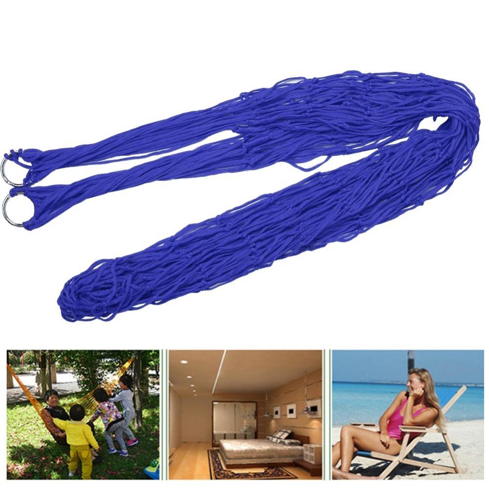 

Colorful Nylon Mesh Hammock Strong Load-Bearing Capacity Sleeping Net Bed Double Hammock Camping синий