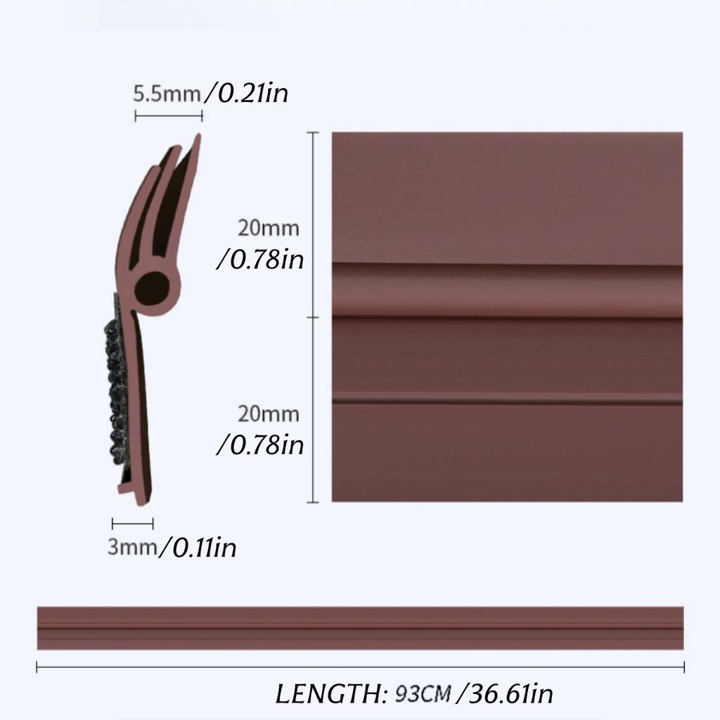1pc Reusable Door Seal Strip Self-adhesive Removable Wind and Dust Proof Under Door Gap Weather Strip Soundproof Tape