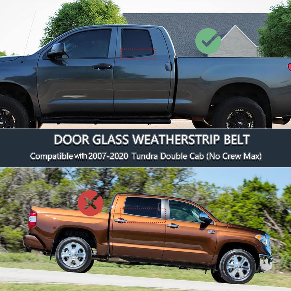 Weatherstrip Window Molding Trim Seal Compatible With 2007- Tundra Double Cab Replaces 68160-0C020 68210-0C020 68163-0C010 68164-0C010