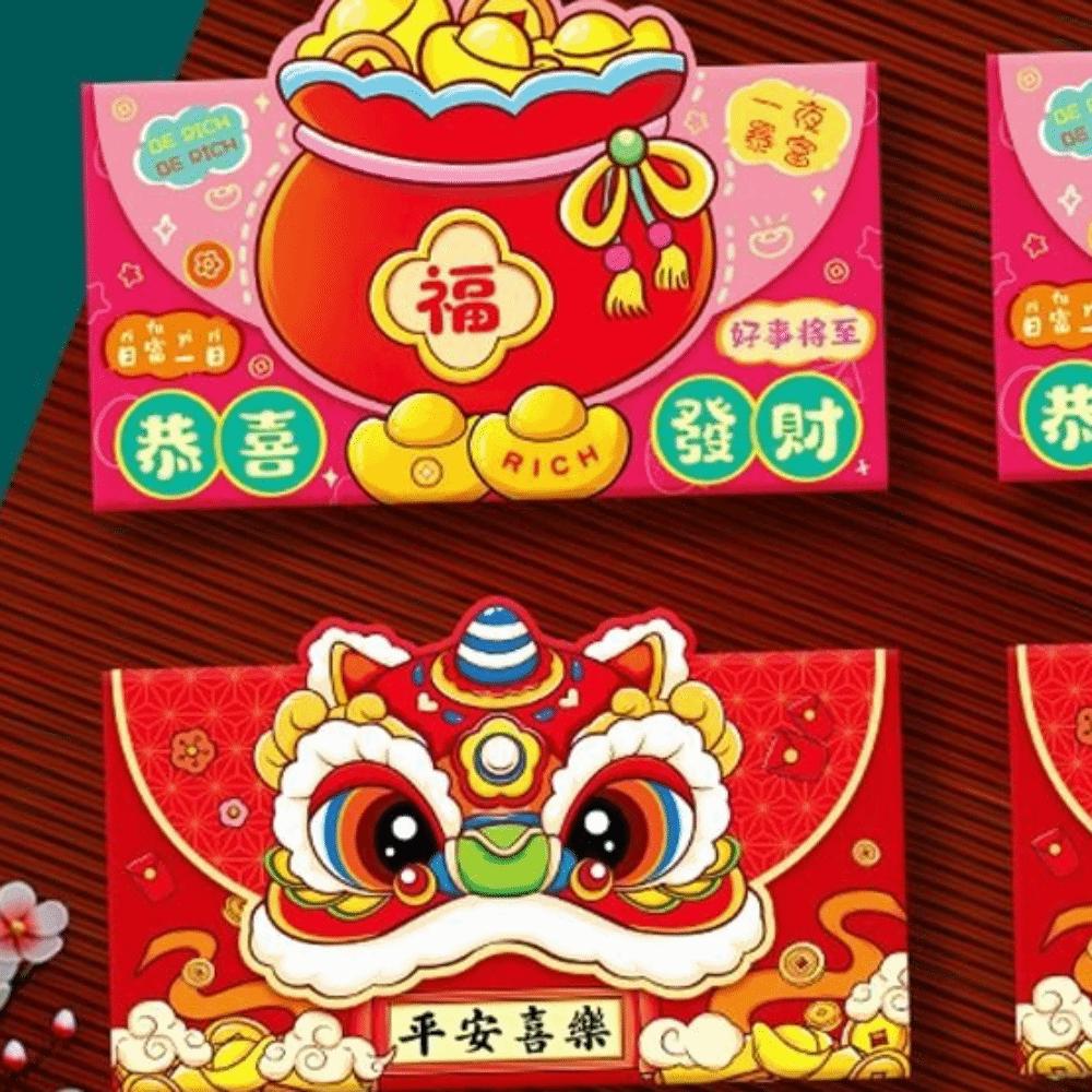 6pcs Glitter Frosted 2026 New Year Red Envelope Chinese Lucky Money Pockets  Marriage Ceremony