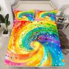 Rainbow Fitted Sheet Double Size and Pillow Case 2 Pcs, Colorful Rainbow Cartoon Fitted Sheet Set with 30cm Pocket for Kids