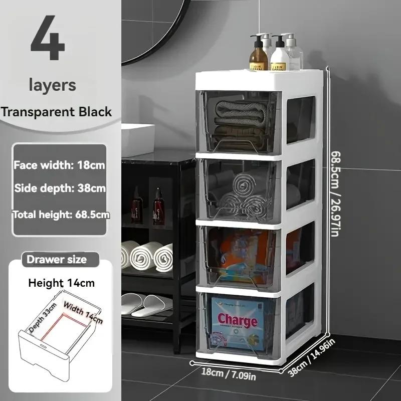 Multilayer Storage Organizer, Spacer Rack for Bathroom, Kitchen, Living Room, Bedroom Essentials, Floor Cabinet with Drawers