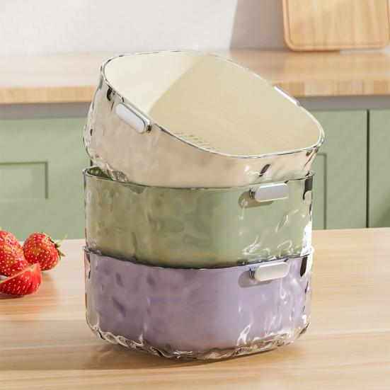 3Pcs/Set Kitchen Strainer Colander Bowl Stackable Drain Basket Food Strainers Multi-Layer Vegetable Washing Basket for Fruit Spaghetti