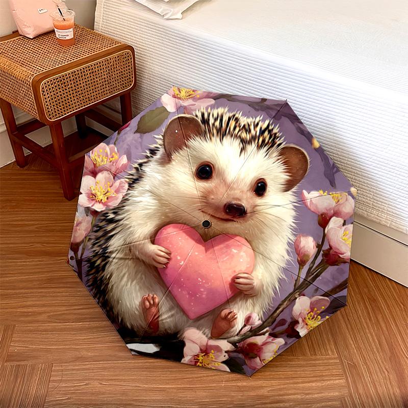 

1 PC Automatic Folding Umbrella - Hedgehog Pattern, Portable & Foldable Design with 8 Ribs, Christmas Birthday Gifts