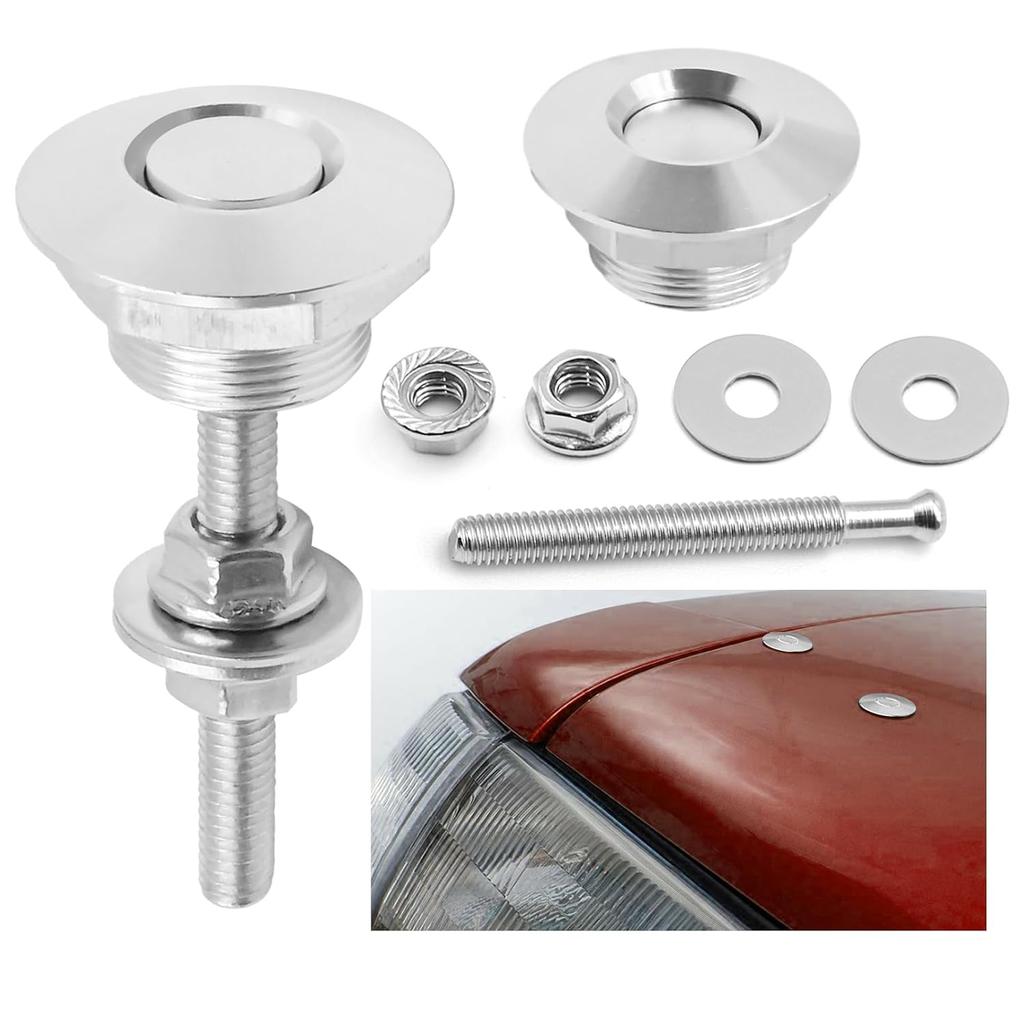 4Pcs Universal Aluminum Vehicle Hood P Silver Quick Release Lock Latch Bumper License Plate Lock Clip Diameter 1.25 Inch For Bumper Hood License