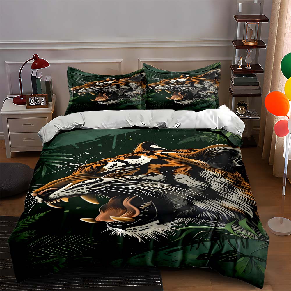

Fierce tiger portrait. Bedding Duvet cover sets Duvet covers Pillowcases gifts (1 * Duvet Cover 2 * Pillowcases, without duvet insert) 135x200cm