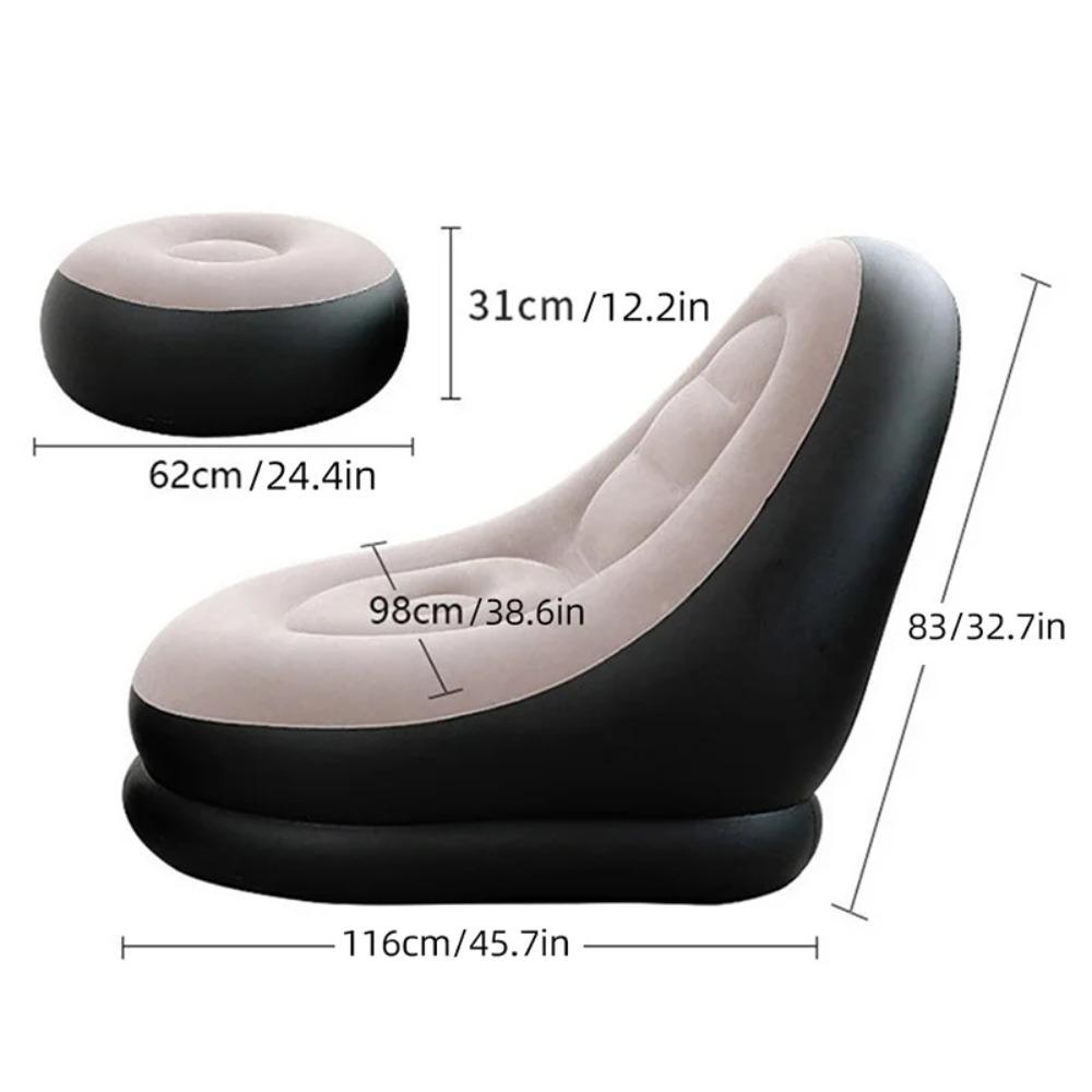 Lazy Inflatable Lounge Chair Fit For Adults Folding Portable Lazy Sofa With Foot Stool Air Couch Sofa Fit For Livingroom And Bedroom