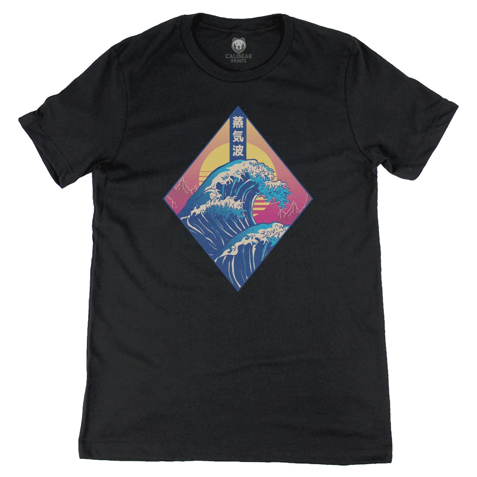 

Great Wave Off Kanagawa Vaporware Retro Graphic Art Tee Novelty T shirt S