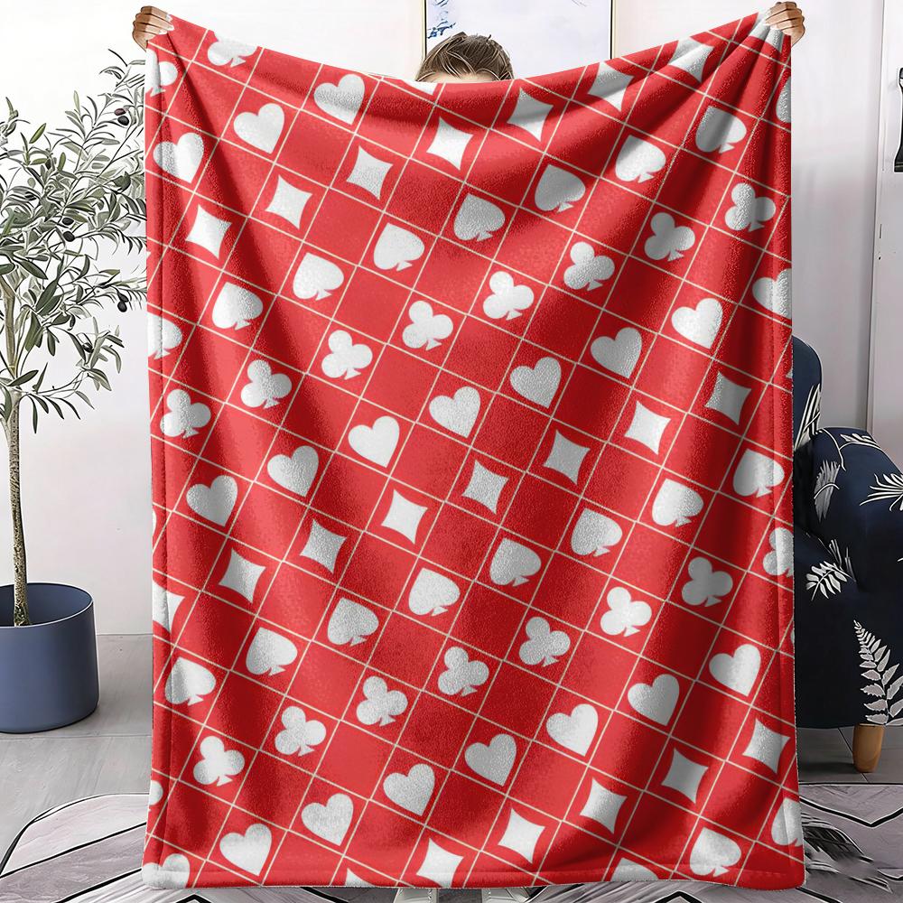 Playing Card Patterns Throw Soft Flannel Throw Blanket Lightweight Cooling Summer Ac Nap Blanket For Sofa Bed Couch Travel