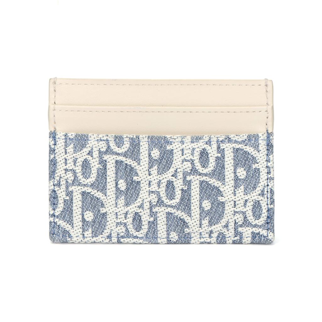 Dior 30 Montaigne Freesia Classic Logo Cotton And Calfskin Card Holder Women Card Holder Blue S2152UDFF-M925