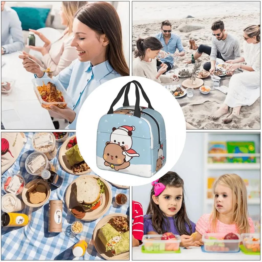 Merry Christmas Insulated Lunch Bag Bubu and Dudu Anime Women Kids Cooler  Thermal Portable  Box Ice Pack Tote