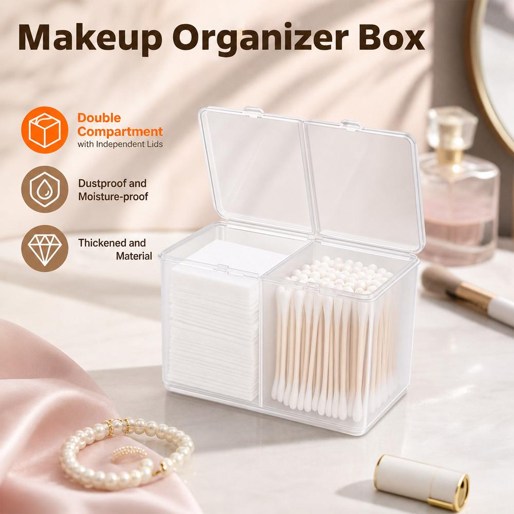 1pc Nail Storage Box Double Grille Dust Proof Belt Cover Cotton Sheet Napkin Storage Box Nail Accessories Finishing