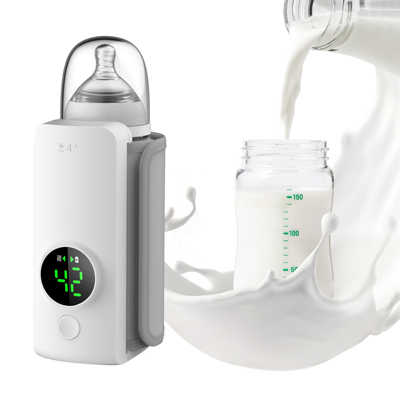 

Portable Baby Bottle Warmer for Travel, Fast Heating and Long-Lasting Warming Up to 5 Hours, Precise Temperature Control, Comfortable Baby Feeding on