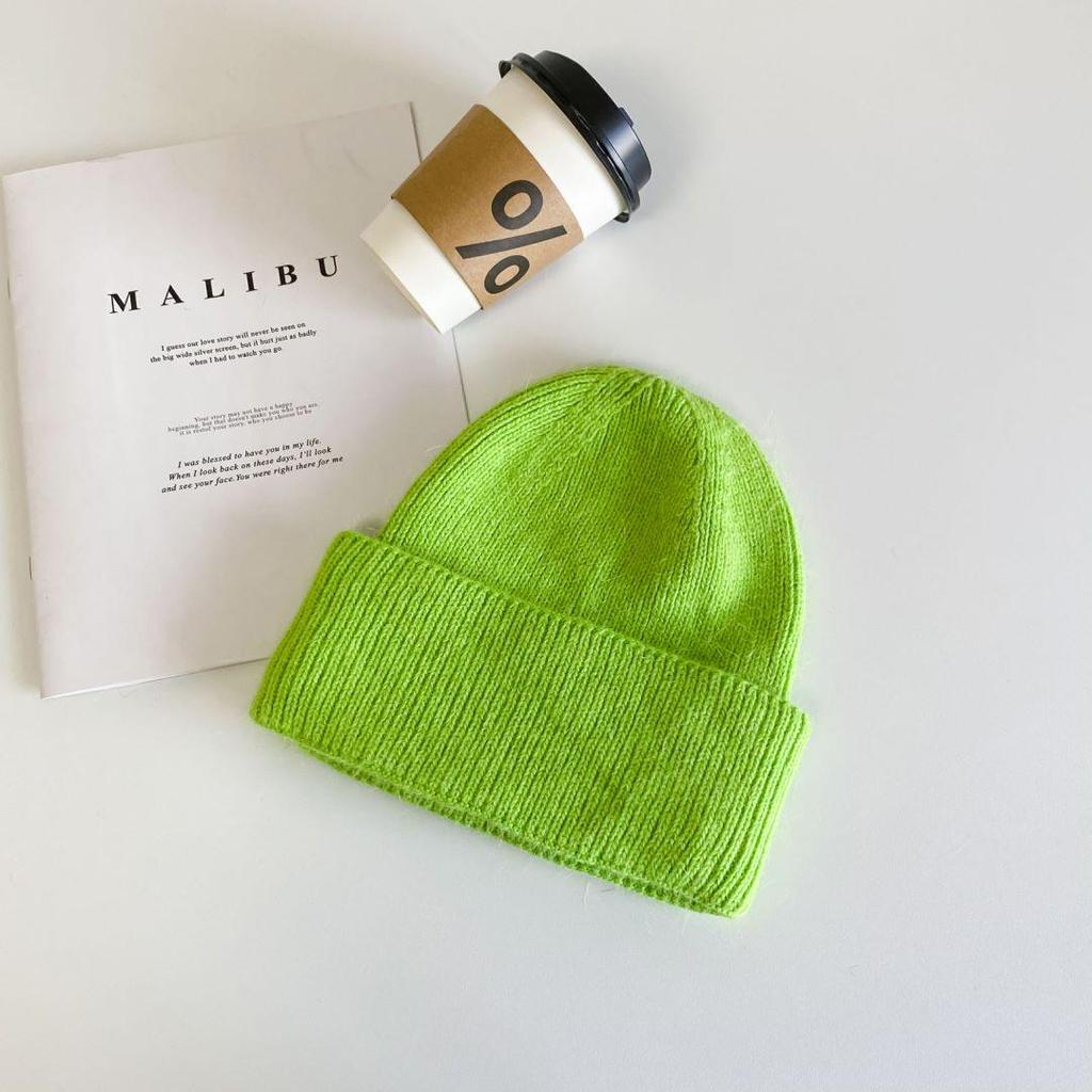 Korean Style Thickened Knit Hats for Women, Ear Protection, Large Fit, Face-Slimming, Warm, In Stock