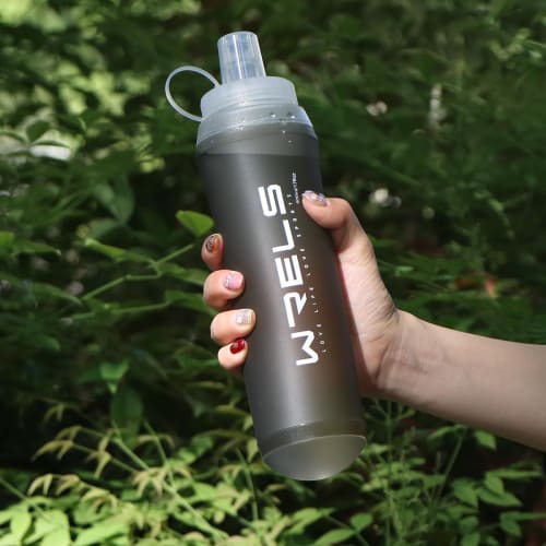 Soft Flask 500ml Large Mouth Hydration Water Bottle for Running, Trail Running, Trekking, Marathons, and Mountaineering (Gray)