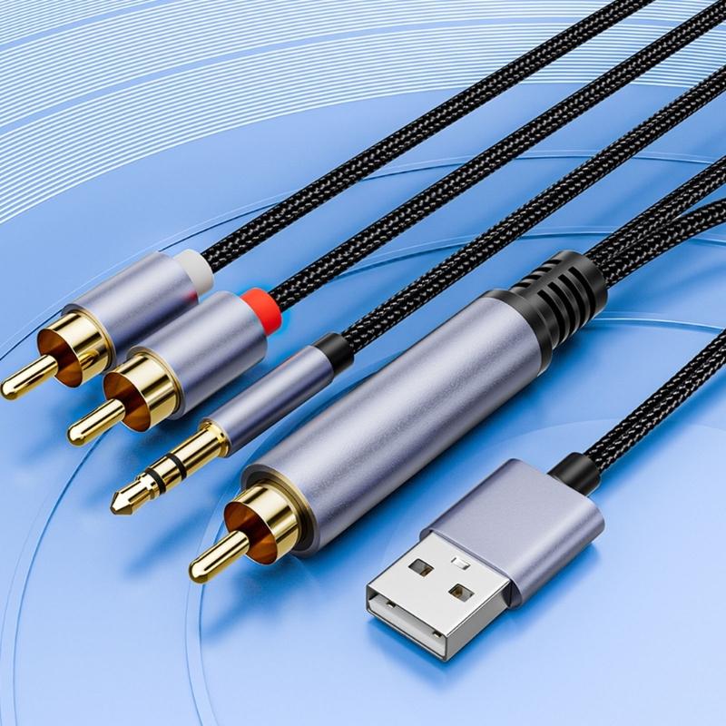 Coaxial To 3.5mm 2RCA Audios Adapters Cable USB Powered With Braide Shield For Home Theater And Professional Audios Systems