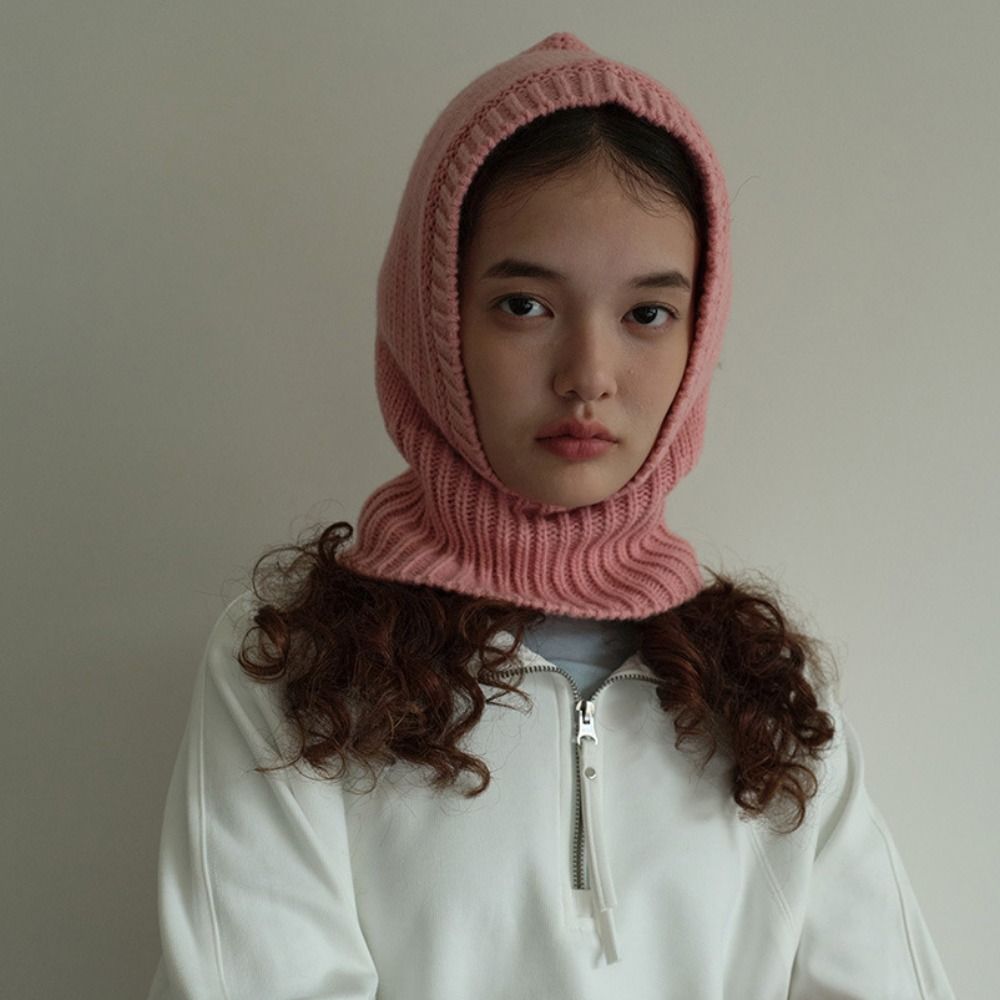 Warm Knitted Pullover Cap Earmuff Winter Neckerchief Cartoon Balaclava Hat Outdoor