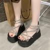 Fashion 2025 Designers Women Summer Sandals Open Toe Platform Wedge Sneakers Women Casual Shoes Beach Sandálias Das Mulheres 8CM