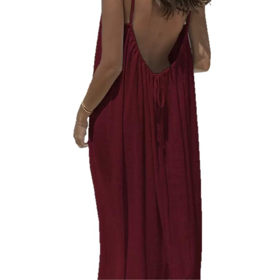 2026 New Women's Strap Dress with Open Back, Loose-fitting Home Wear Dress