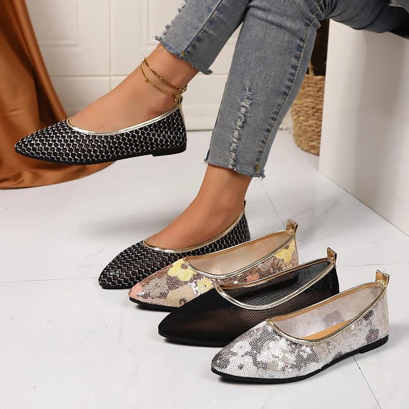 Fashion Women Flat Shoes 2025 New Summer Flat Sneakers Women Mary Jane Shoes Breathable Mesh Ballet Loafers Loafers Zapatos De Mujer