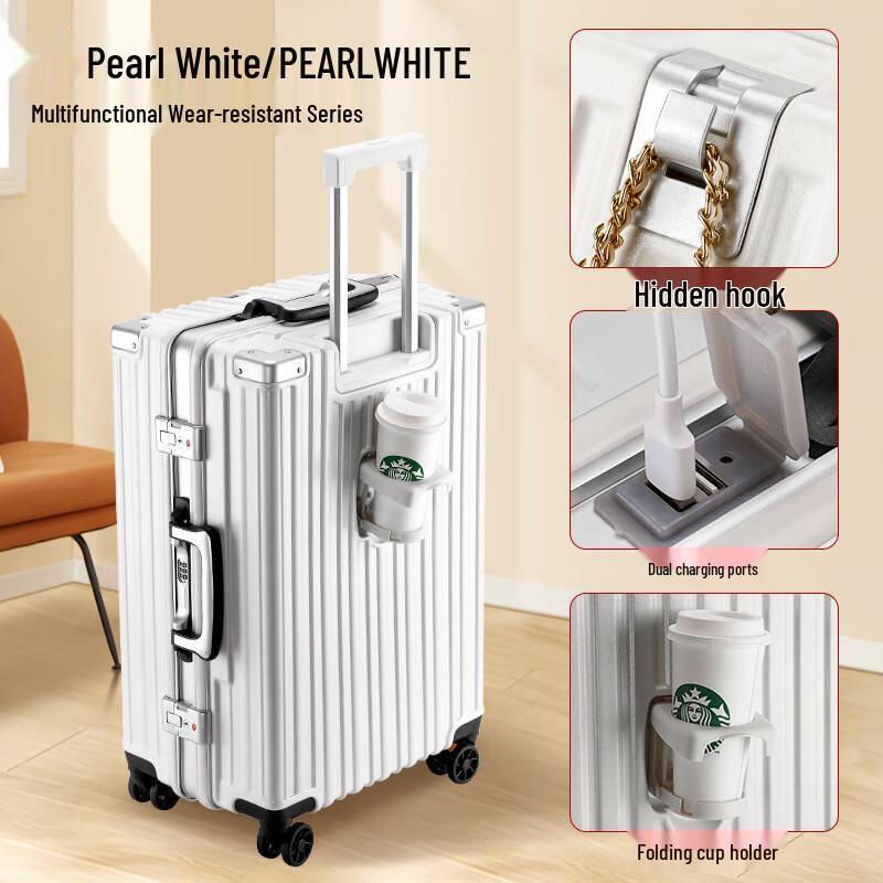 OLOMM Hardshell Travel Luggage with USB & Cup Holder 28-inch